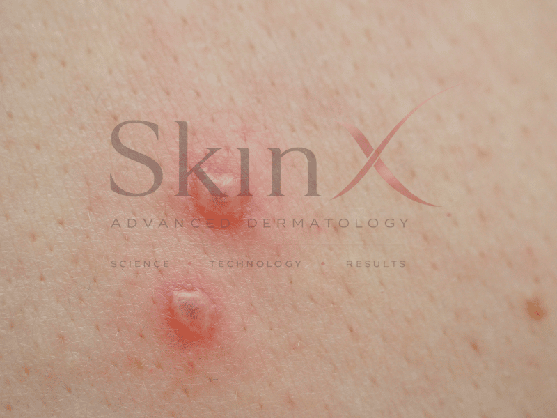 Mụn nước dô thủy đậu sau khi xẹp tạo thành sẹo khá sâu 